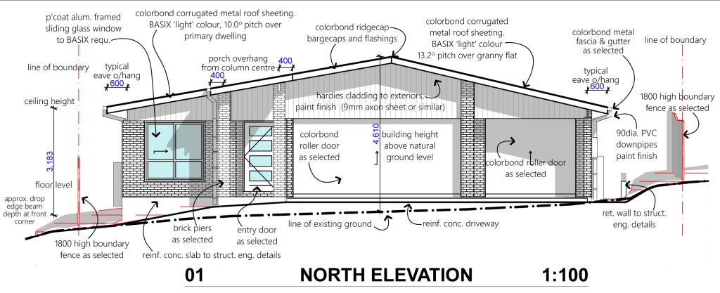 Stables Way, House & Granny Flat, Elevation Drawing